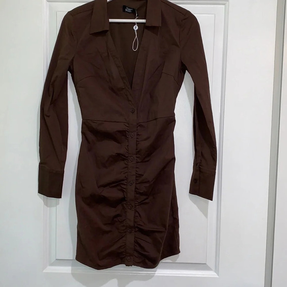 Tiger Mist. Brown shirt dress size xsmall new with tags - Picture 3 of 12